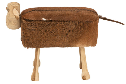 Stool Sheep Leather Brown/Natural