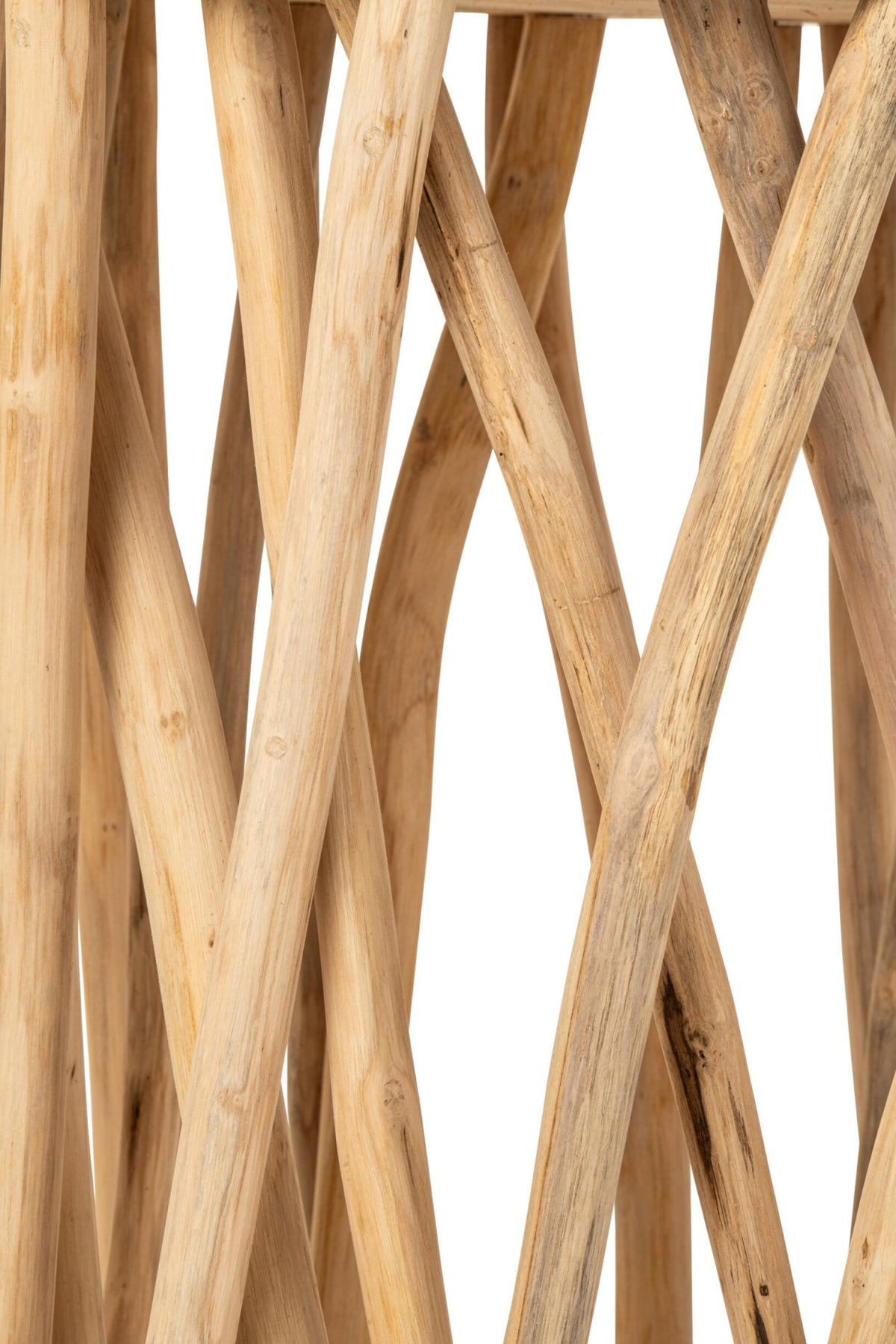 Bar Table Branches Round Teak Wood Natural