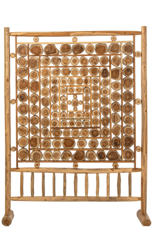 Room Divider Trunk Slices Teak Wood Natural