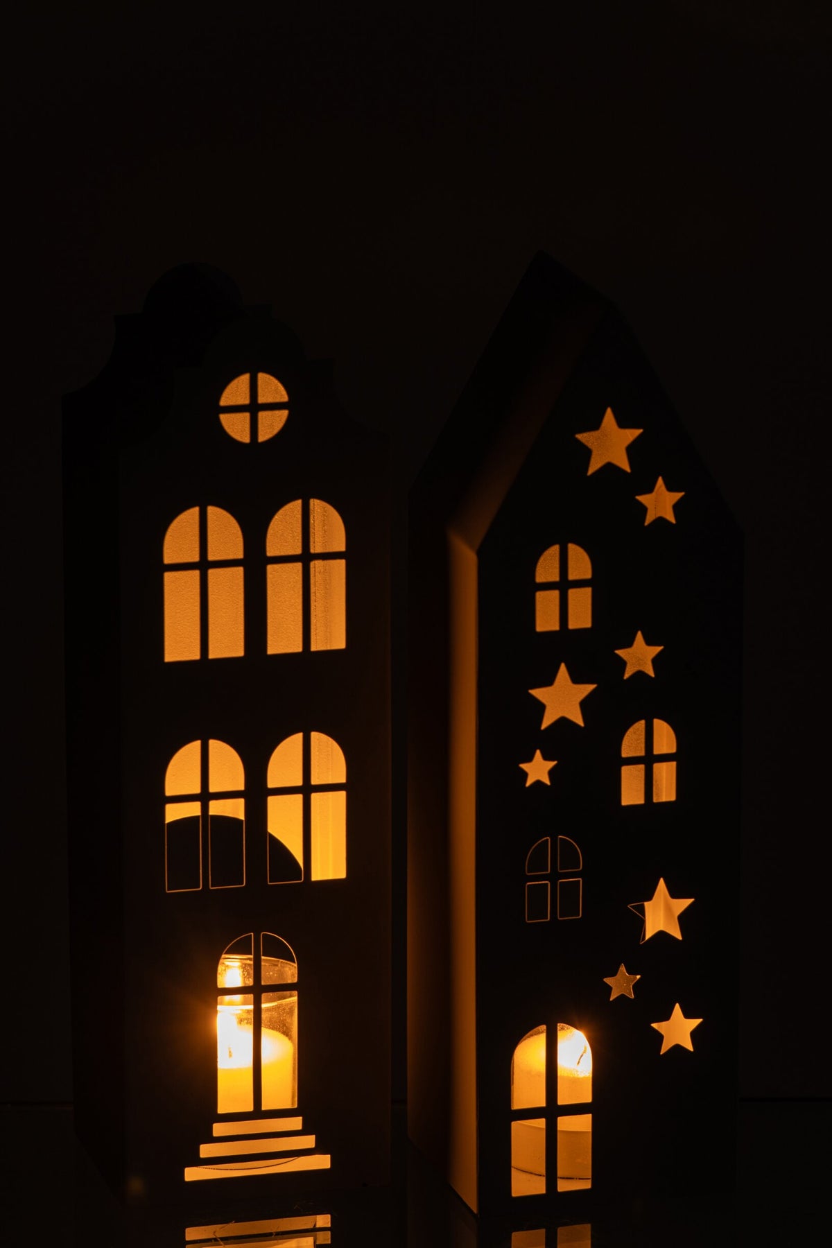 Theelichthouder Huis Ijzer Wit Assortiment Van 2