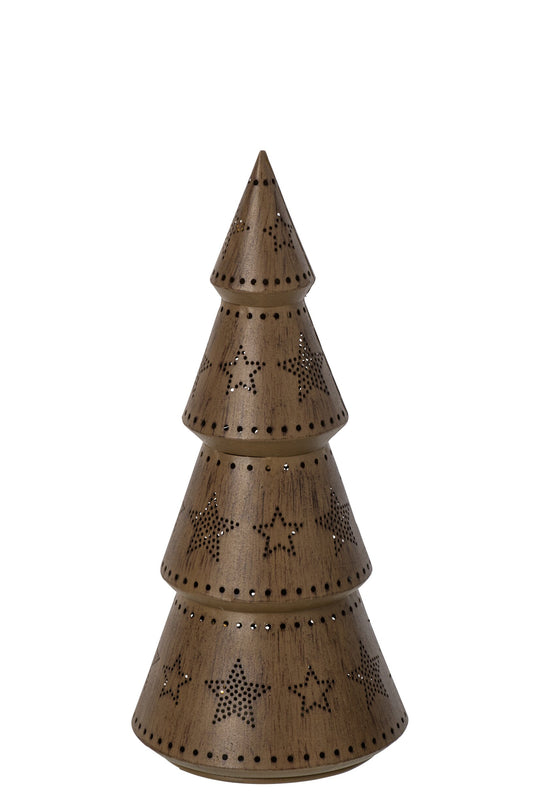 Tree LED With Stars Iron Brown Large
