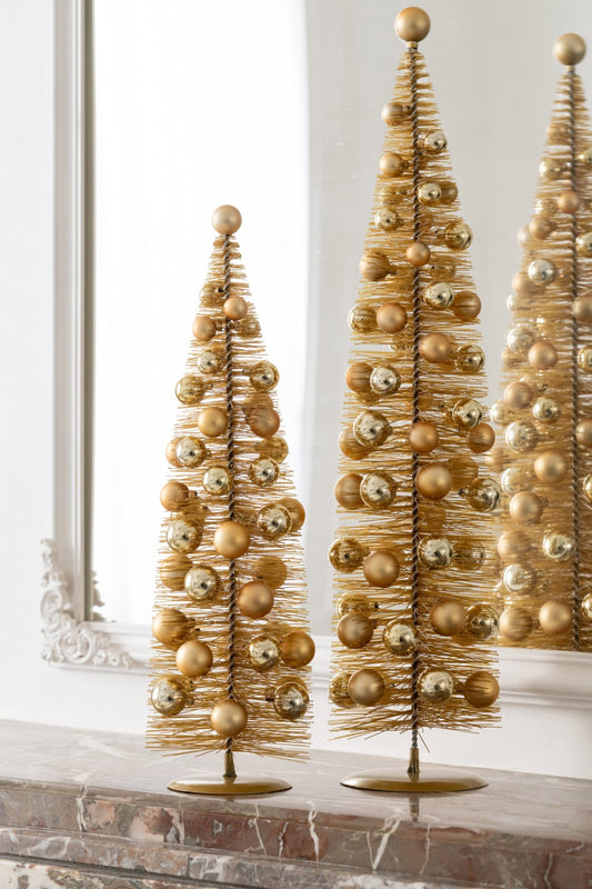 Tree Christmas Baubles Synthetic Gold Small