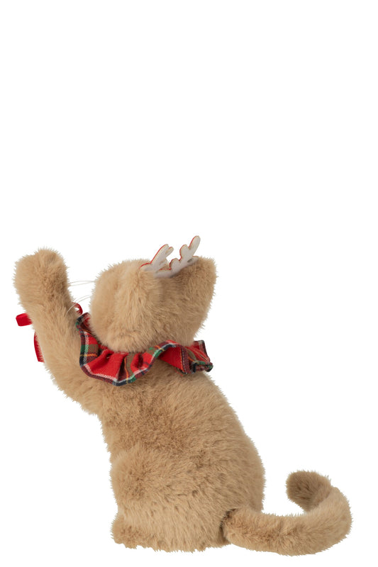 Cat + Headband Fabric Beige/Christmas Red