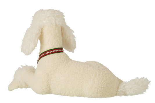 Dog Poodle Fabric White/Christmas Red