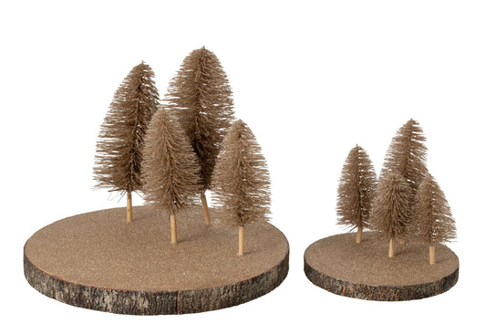 Decorative Tray Glitters + Trees Bark Brown Large