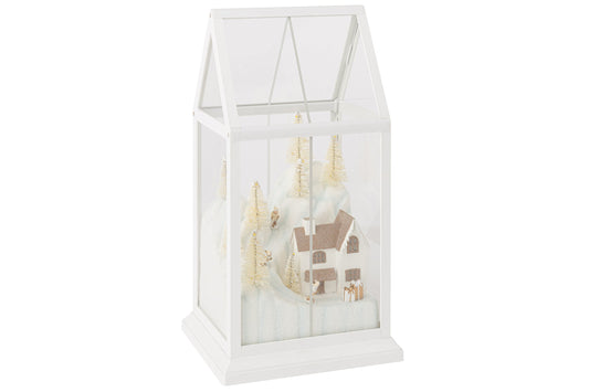Christmas Village LED Glass/Synthetic White/Gold Small