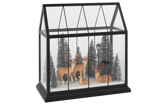 Reindeer LED + Trees Glass/Synthetic Multi Large