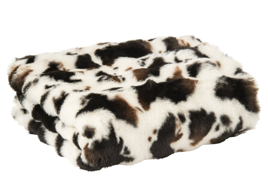 Blanket Cow Pattern Polyester White/Dark Brown