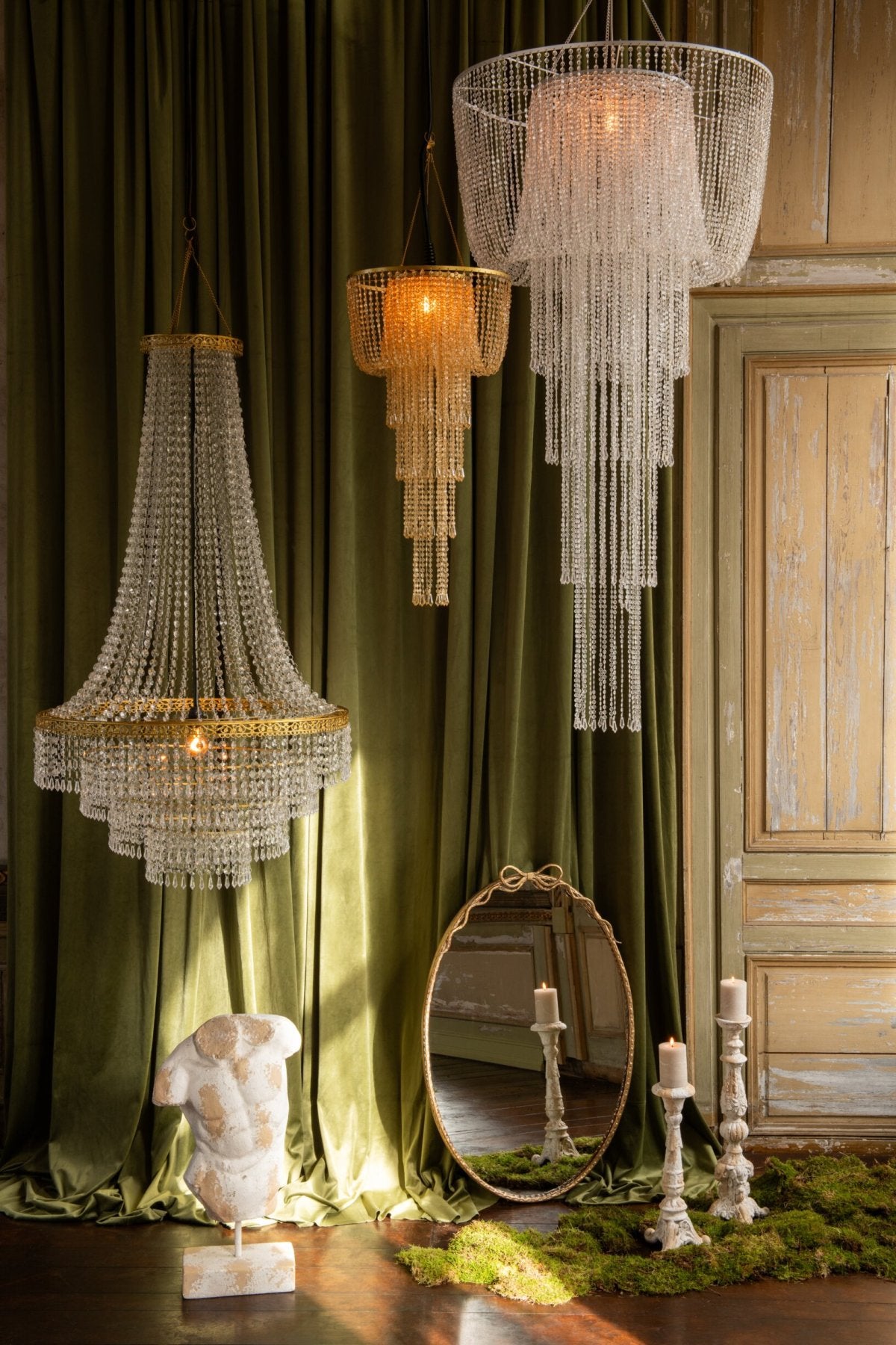 Small gold beaded chandelier lampshade