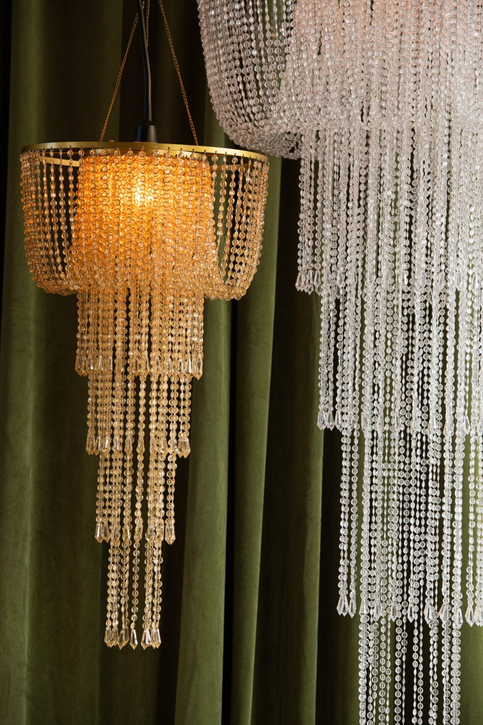 Large gold beaded chandelier lampshade