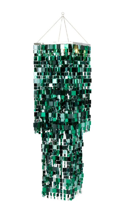 Lampenkap pailletten vierkant PET blauw/groen