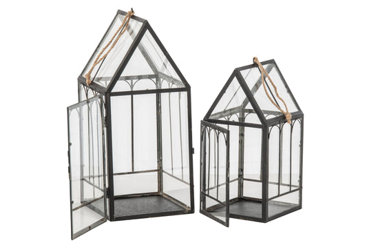 Set Of 2 House Metal Black