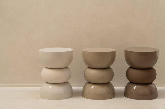 Side Table Shiny + Mat Iron Ecru
