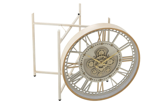 Coffee Table Clock Iron White/Gold