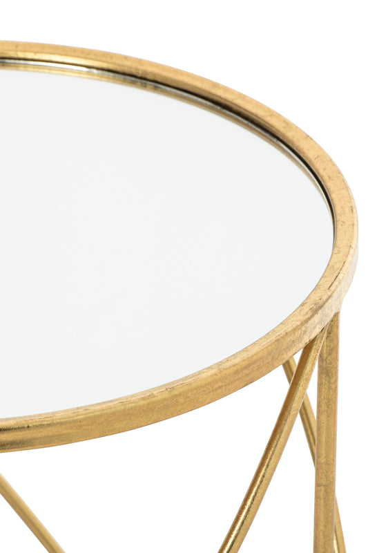 Juego De 2 Mesa Auxiliar Metal Oro