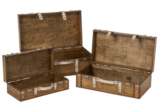 Set van 3 doos antiek MDF bruin
