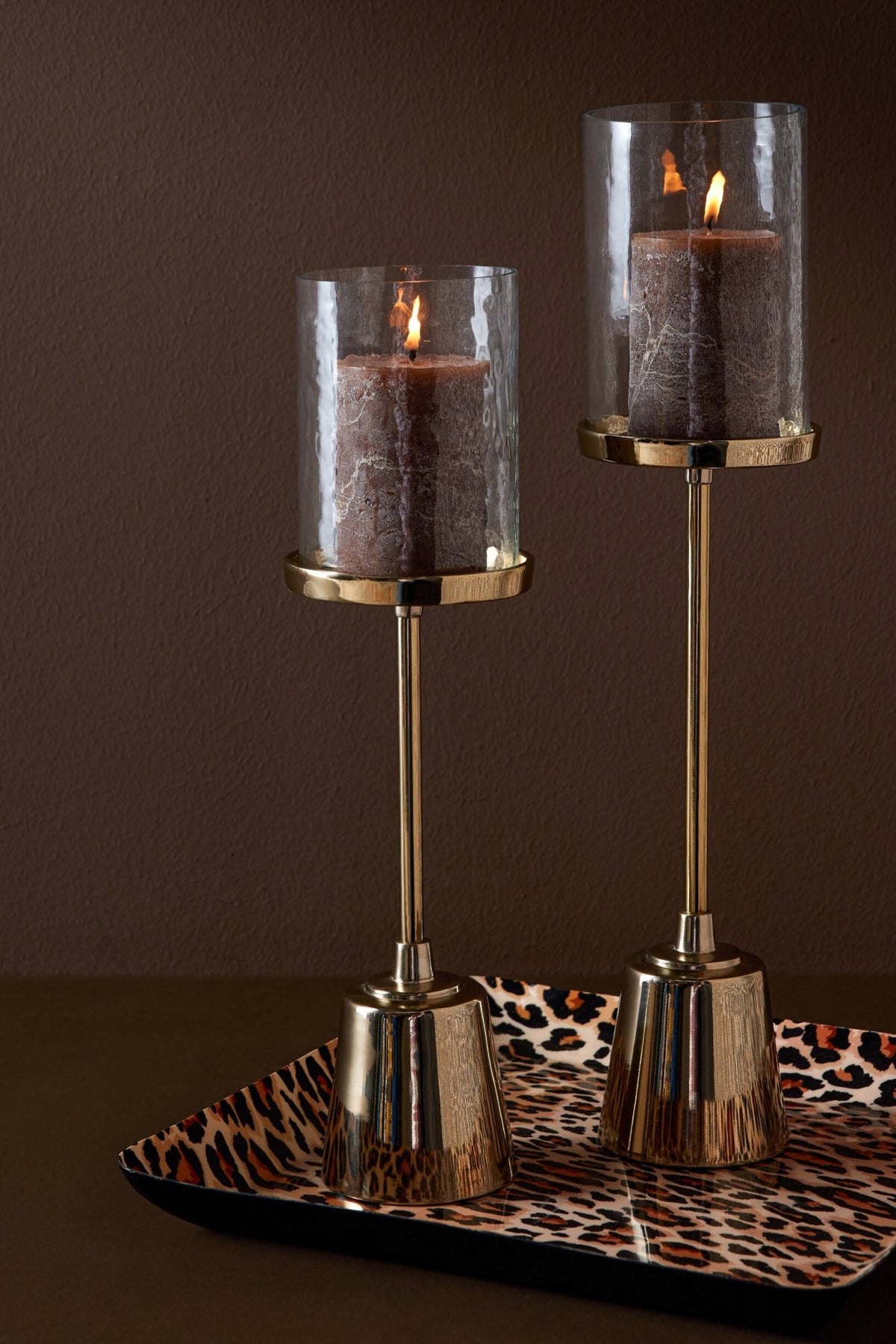Kaarshouder Met Glas Aluminium Goud Small