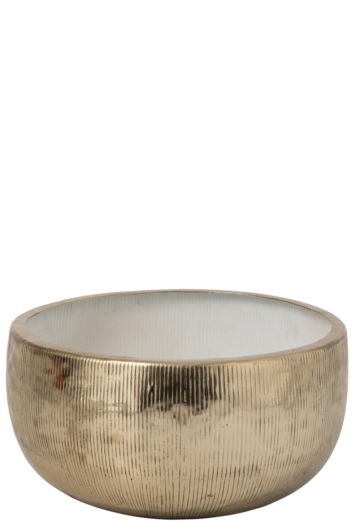 Decorative Bowl Striped Aluminium Gold/White