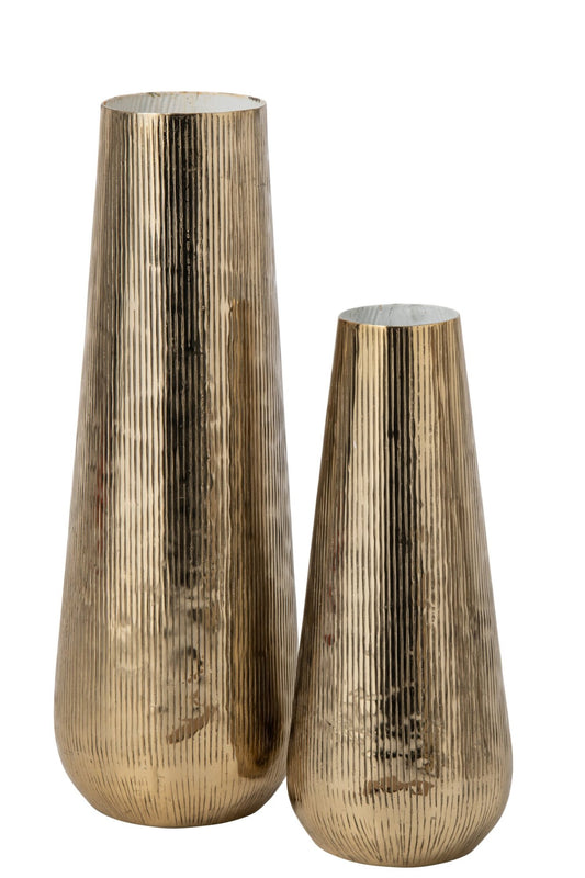 Vase Striped Aluminium Gold/White Large