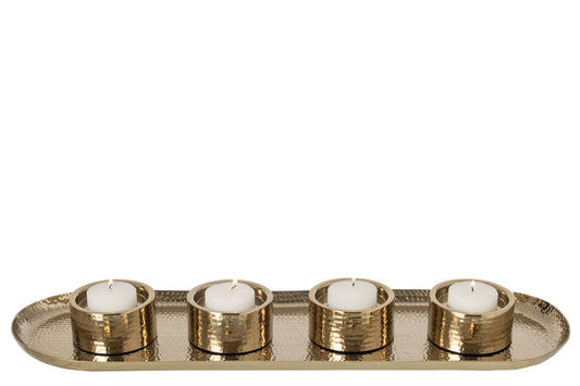 Kaarshouder With Tray Ovaal Staal Goud