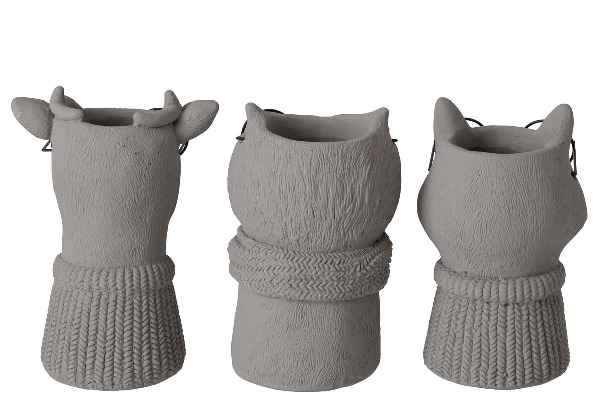 Flowerpot Cement Dark Grey/Black Assortment Of 3
