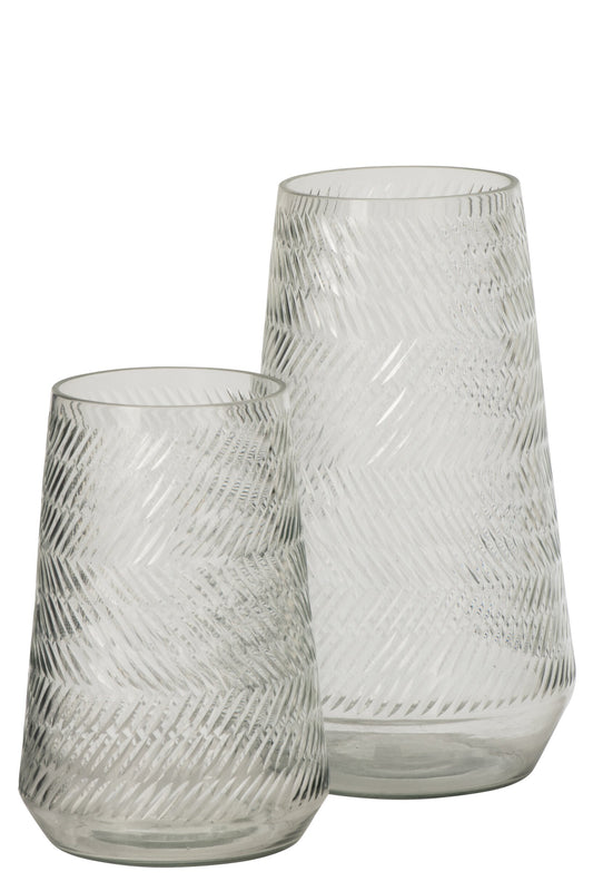 Vase Relief Glass Transparent Large