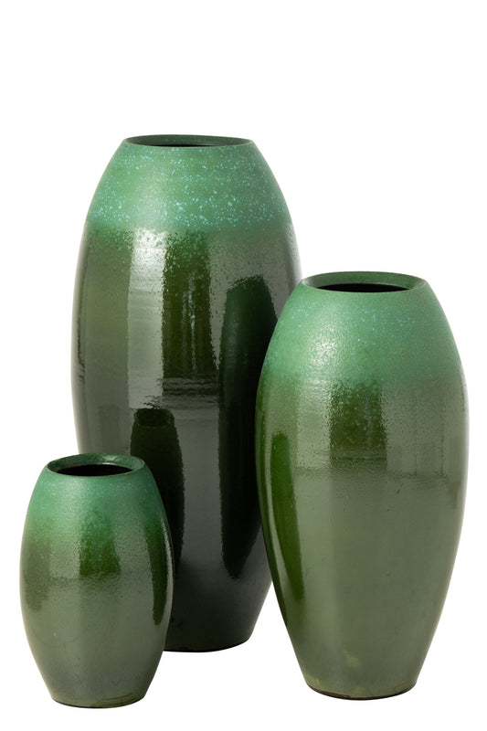 Floor Vase Ceramic Dark Green/Turquoise Large