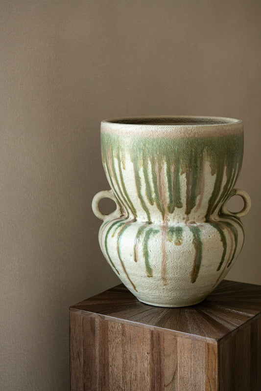 Vase Ceramic Olive/Light Beige