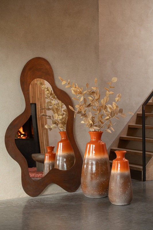 Vase Ceramic Orange/Dark Brown
