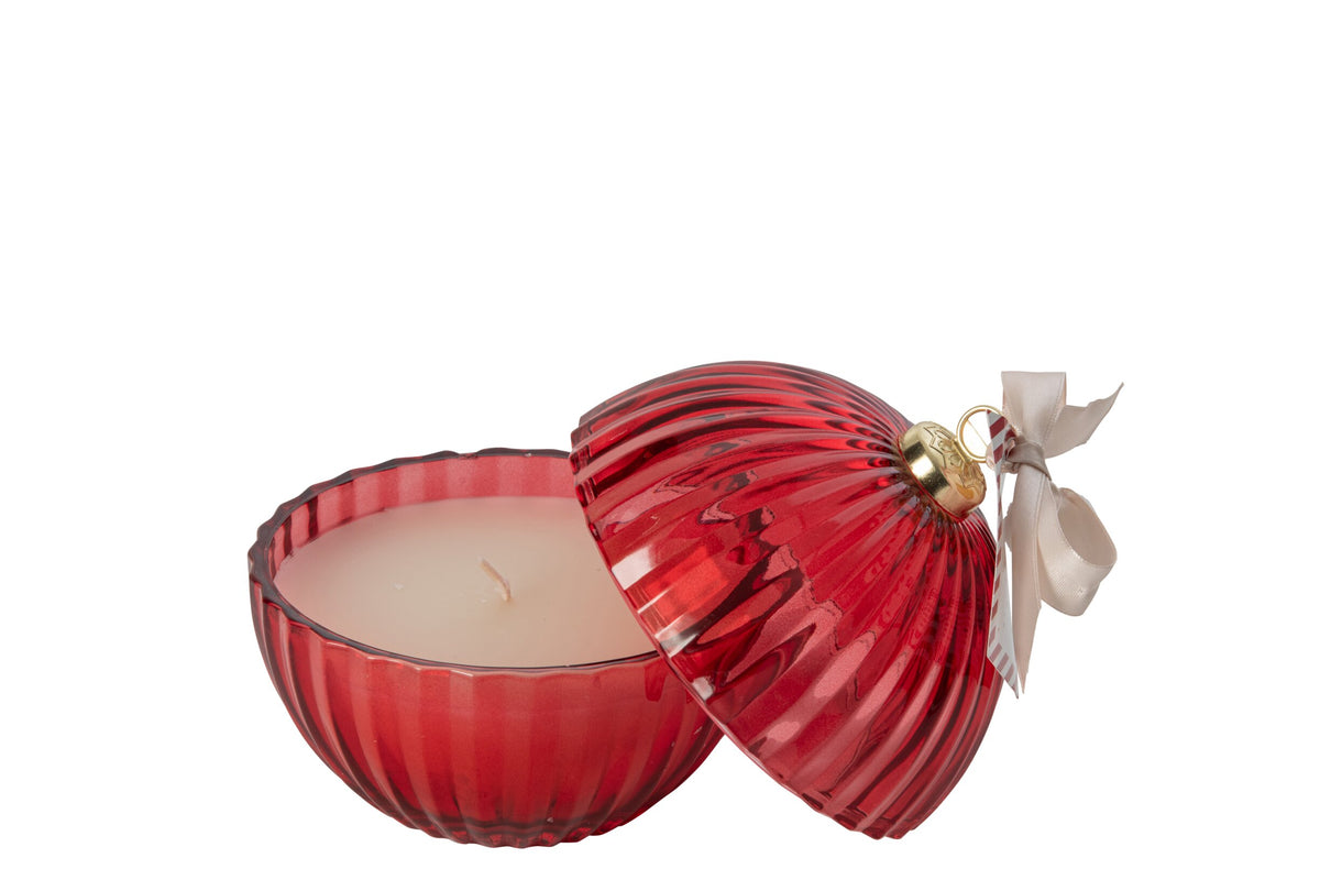 Kaars Kerstbal Glas Kerstrood Large