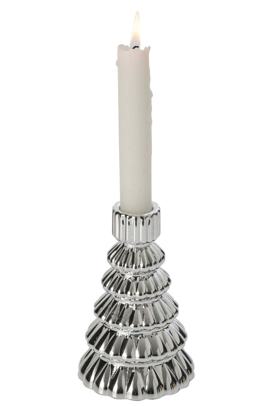 Kaarshouder Dennenappel Glas Zilver
