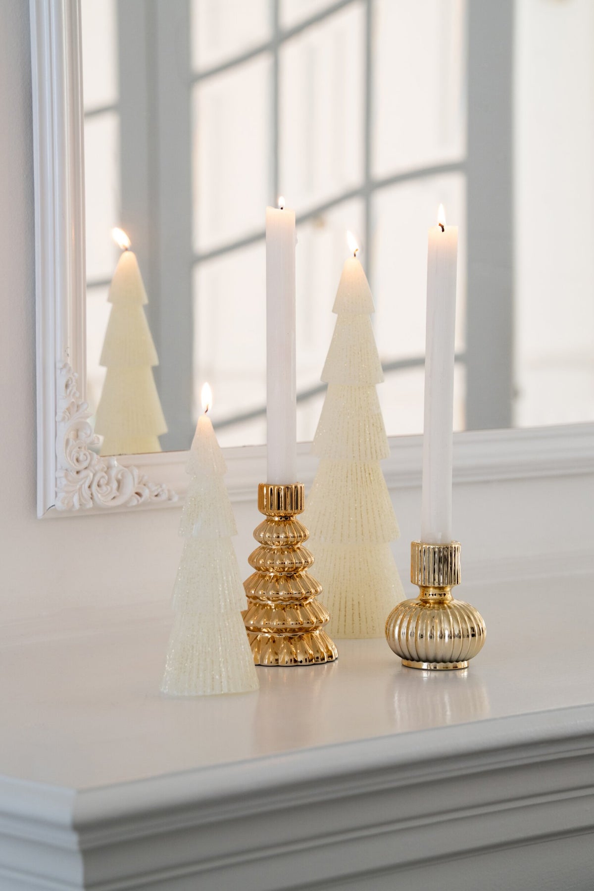 Kaarshouder Dennenappel Glas Goud