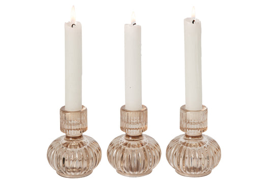 Doos Van 3 Kaarshouder Glas Beige