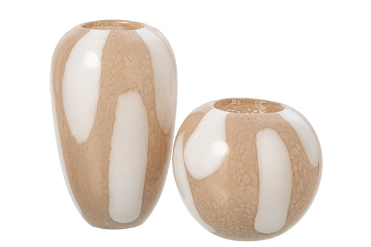 Vase Dots Glass Light Beige/White Large