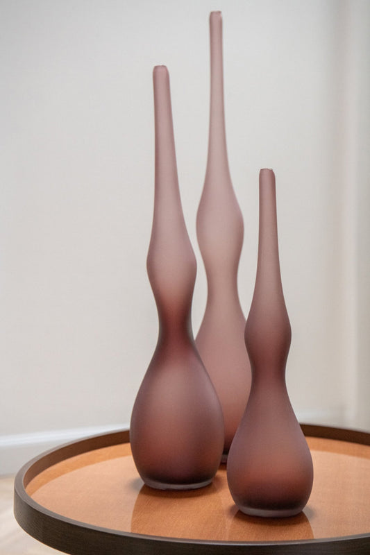 Set Of 3 Vase Glass Burgundy