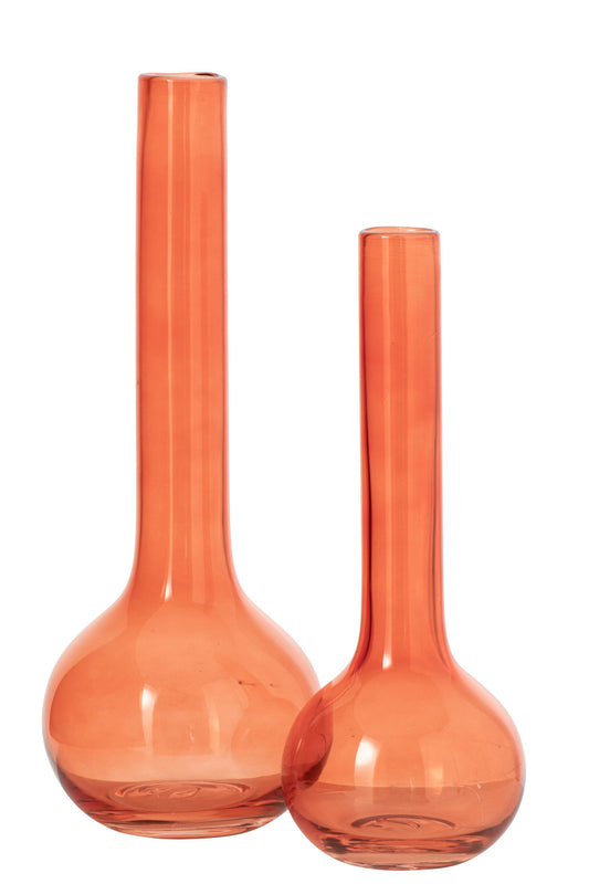 Vase Round Base Flask Glass Orange Large