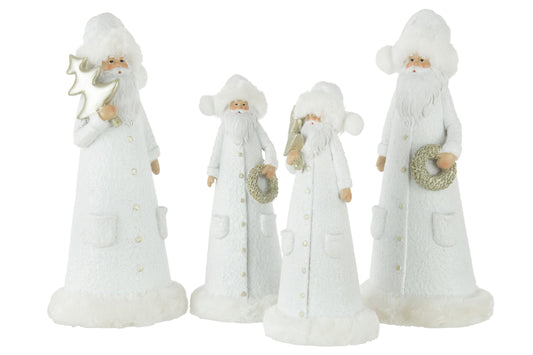 Santa Claus Poly White/Gold Large Assortment Of 2