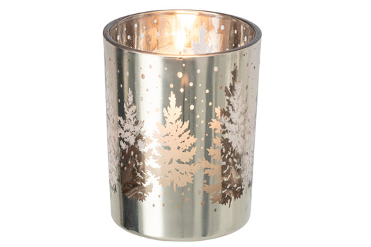 Kaarshouder Boom Glas Zilver Large