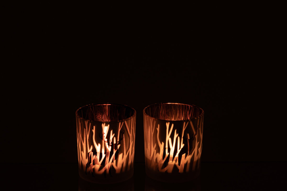 Kaarshouder Hert Glas Bruin/Donkerbruin Small Assortiment Van 2