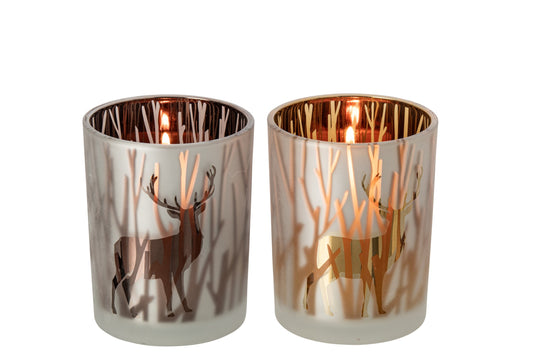 Kaarshouder Hert Glas Bruin/Donkerbruin Medium Assortiment Van 2