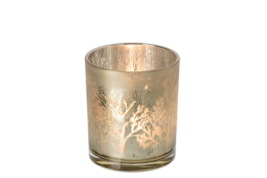 Kaarshouder Bos Glas Taupe Medium