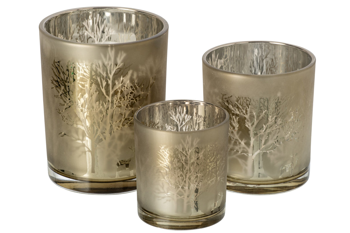 Kaarshouder Bos Glas Taupe Large