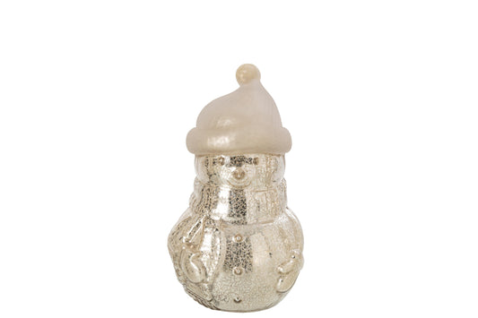 Snowman LED Glass Silver Small
