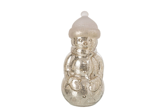 Snowman LED Glass Silver Medium