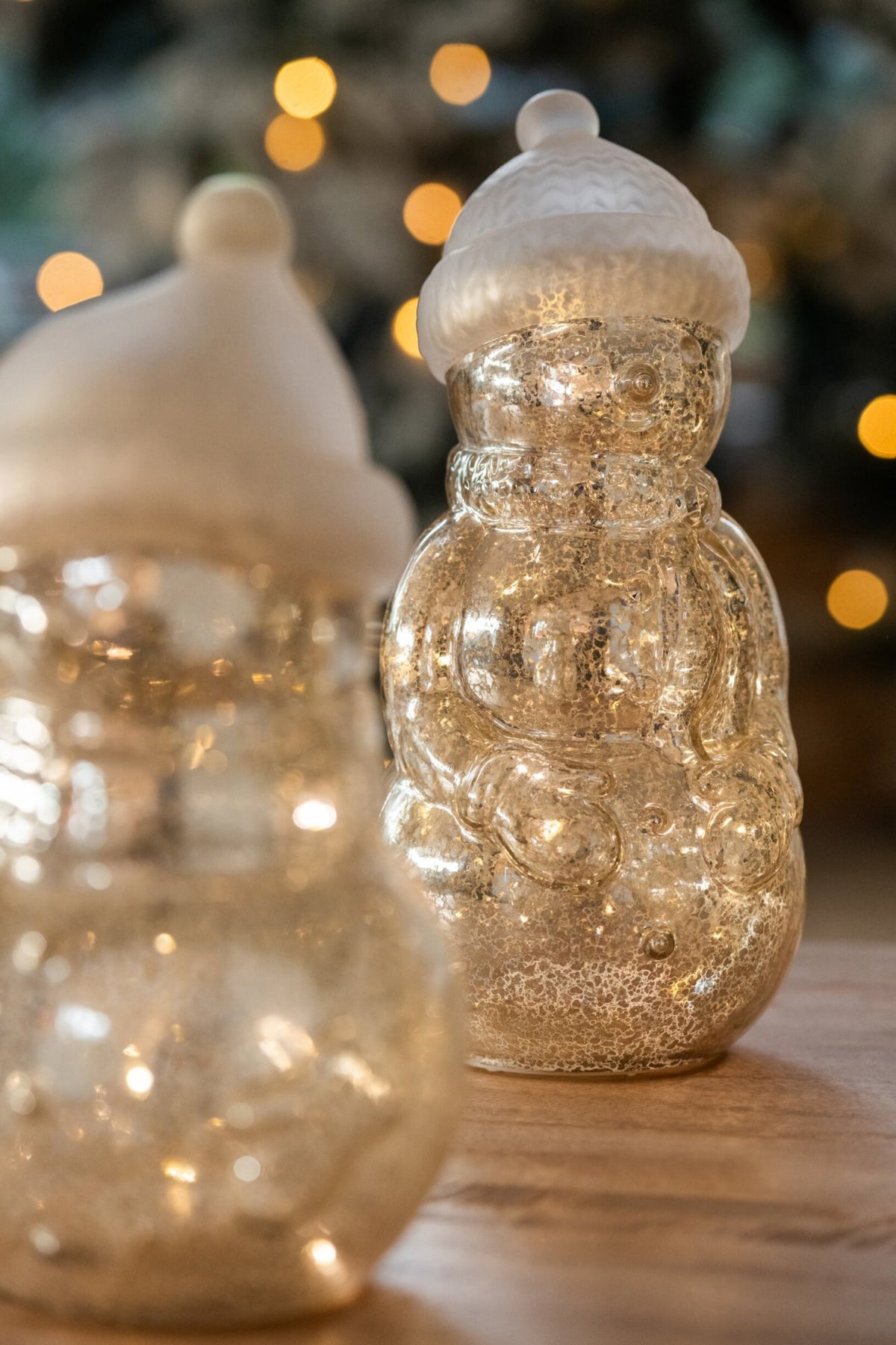 Snowman LED Glass Silver Medium