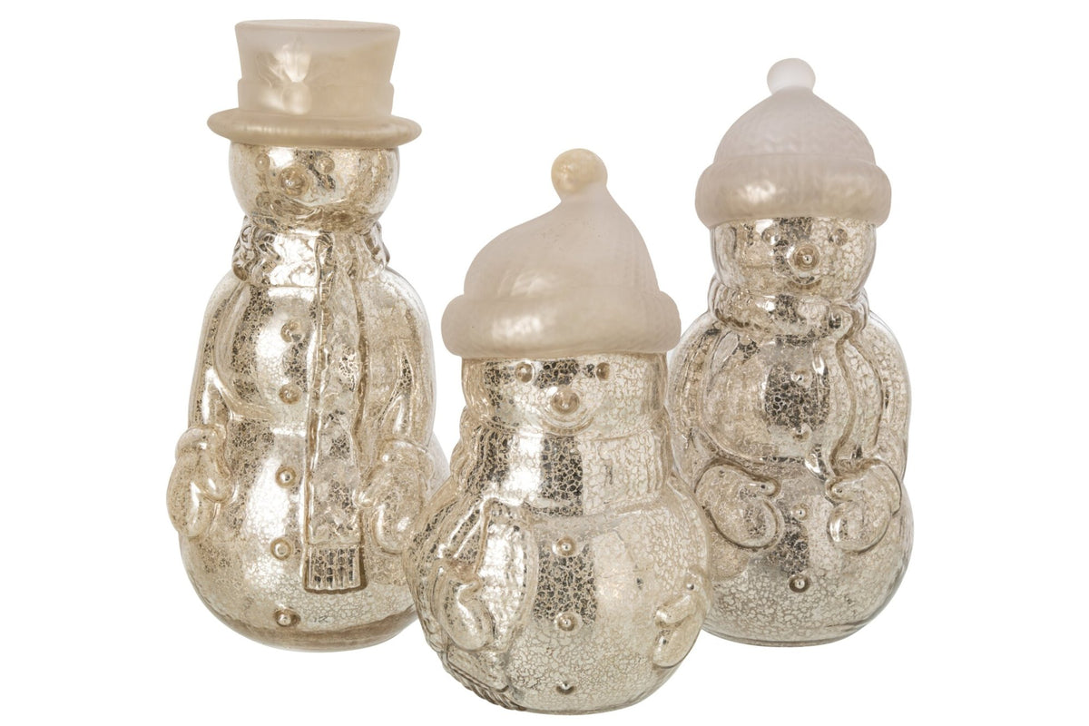 Snowman LED Glass Silver Large