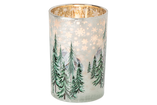 Kaarshouder Chrismas Tree Glas Wit/Donkergroen Large