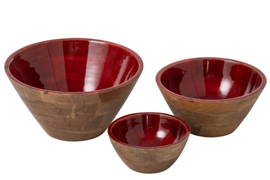 Kom mango hout donkerrood/naturel groot