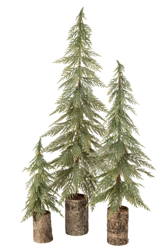 Christmas Tree Wooden Base Polyethylene Dark Green/Natural Large