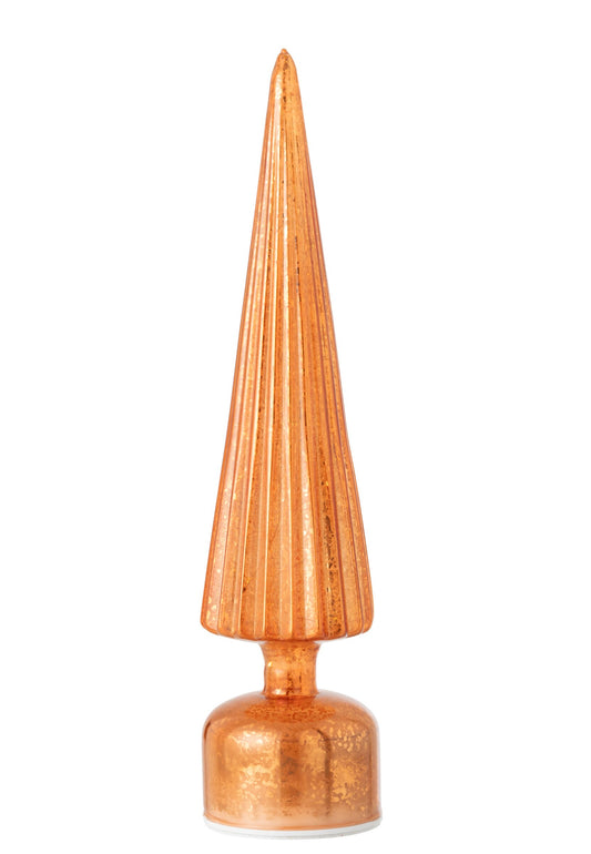 Tree LED Turning Crackled Glass Orange Large